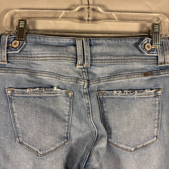 KanCan Mid Rise Bootcut Jeans Women’s Double Button Frayed Hem Denim - Picture 5 of 13